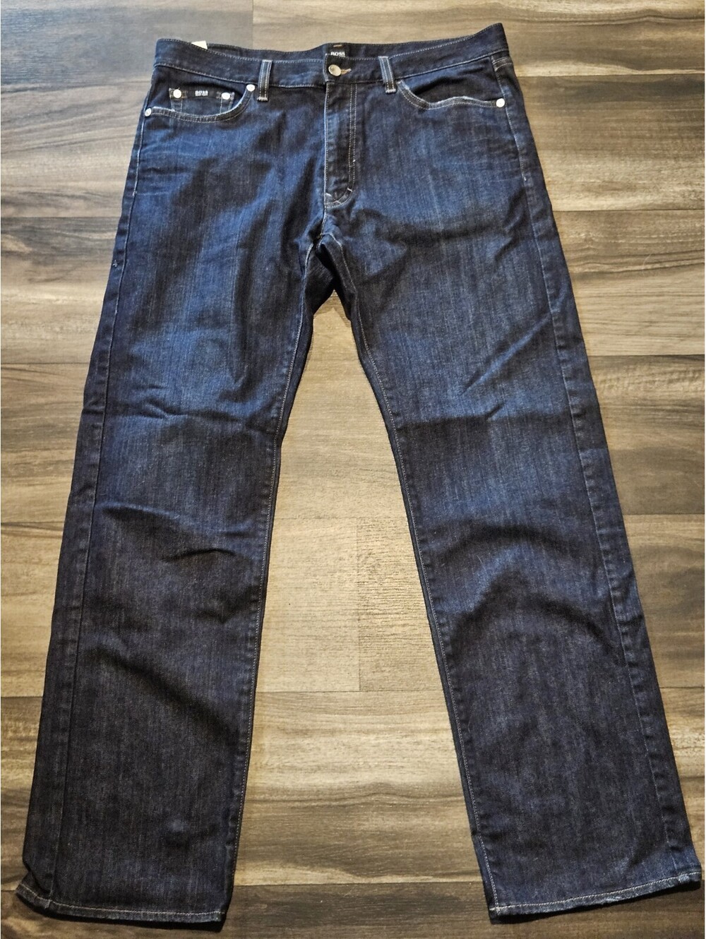 Hugo Boss Texas Straight Leg Mens Jeans 38x34 Blue Denim Stretch Dark